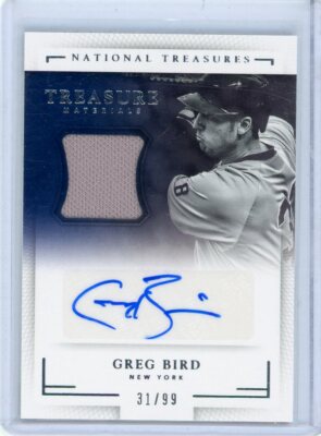 greg bird 2016 panini national treasures treasure materials auto 31/99