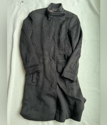 Sportmax Max Mara Italy Wool Cashmere Longline Zip Coat Black IT 42 US 6 8 Tall