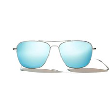 BAJIO Snipes Silver Gloss  Blue Mirror Polycarbonate Sunglasses