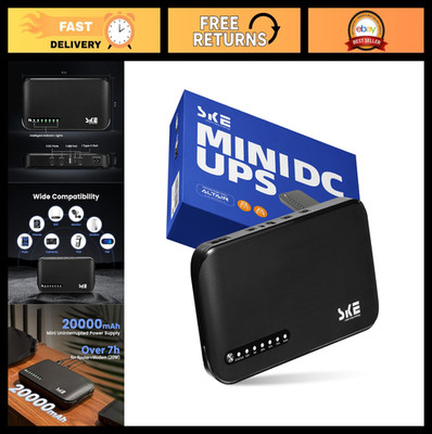 Mini DC UPS 20000mAh Battery Backup & Surge Protector for Router Modem - Compact