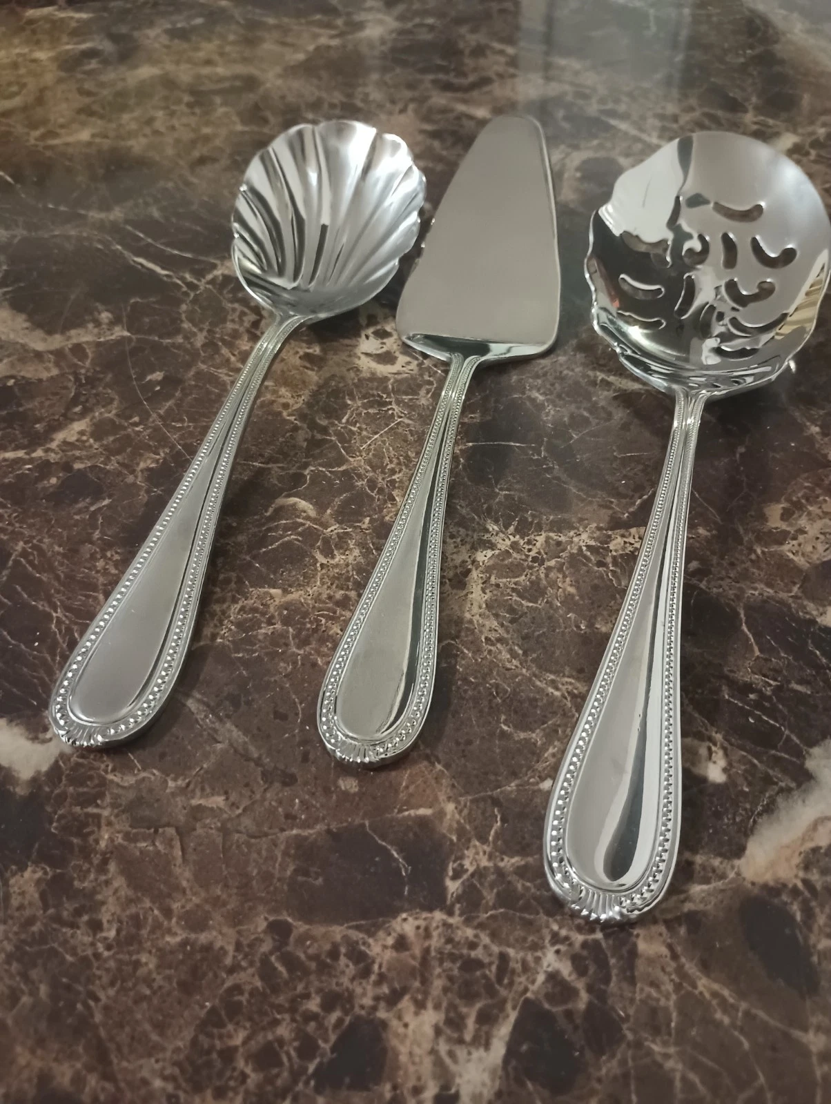 R&B Everyday Serving 3 Piece Glossy Stainless Casserole Spoon Pie Server China