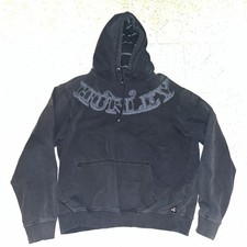Hurley Y2K Spellout Hoodie Black Pullover Insulation Nation Medium