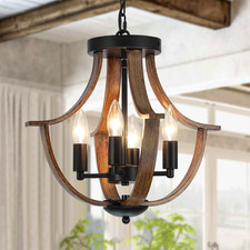 Farmhouse Hanging Pendant Lighting, 4-Light Rustic Flush Mount Ceiling Light Fix