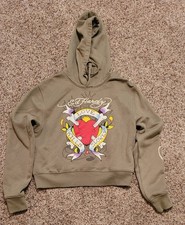 Ed Hardy Olive Green Pullover Sweatshirt Size Med