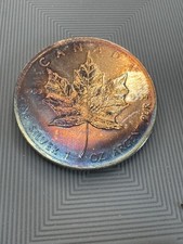 BeautifullyRainbow  TONED 2010 Canadian Maple Leaf  -  1 Troy Oz. 9999 Silver
