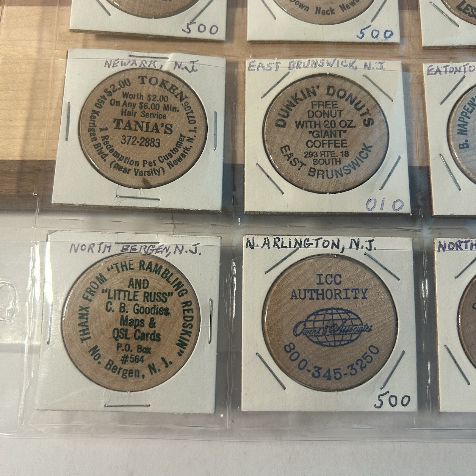 Lot of 19 Vintage NEW JERSEY Wooden Nickels Tokens Wood Coin Collection