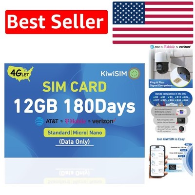 Versatile 12GB 4G LTE SIM Card for Unlocked Devices - 180 Days Activation Ready