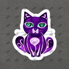 Cute Purple Cat Vinyl Sticker Colorful Decal for Laptops, Water 899191