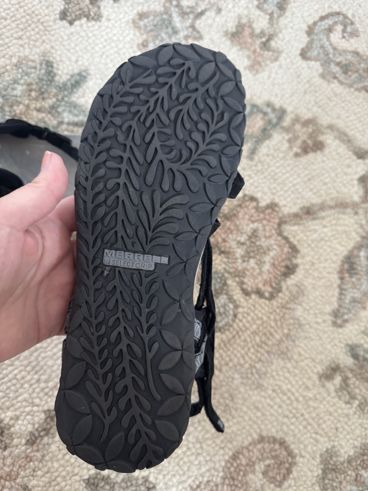 Merrell Air Cushion Memory Foam sandali donna con cinturino piatto nero taglia 10