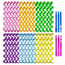 30pcs Heatless Hair Curlers Rollers Wave Curls Styling Kit with 2 Sets Stylin...
