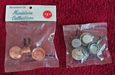 Woolworths Vintage Dollhouse Miniature Collections Pots Pans Copper Silver