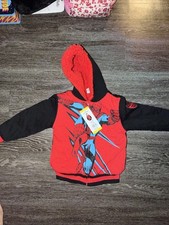 Marvel Boys Spiderman Kids Plush Hoodie Jacket Black Red Fleece size 5