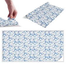 Easy to Apply Frosted Window Sticker Blue Floral Pattern Enhancing