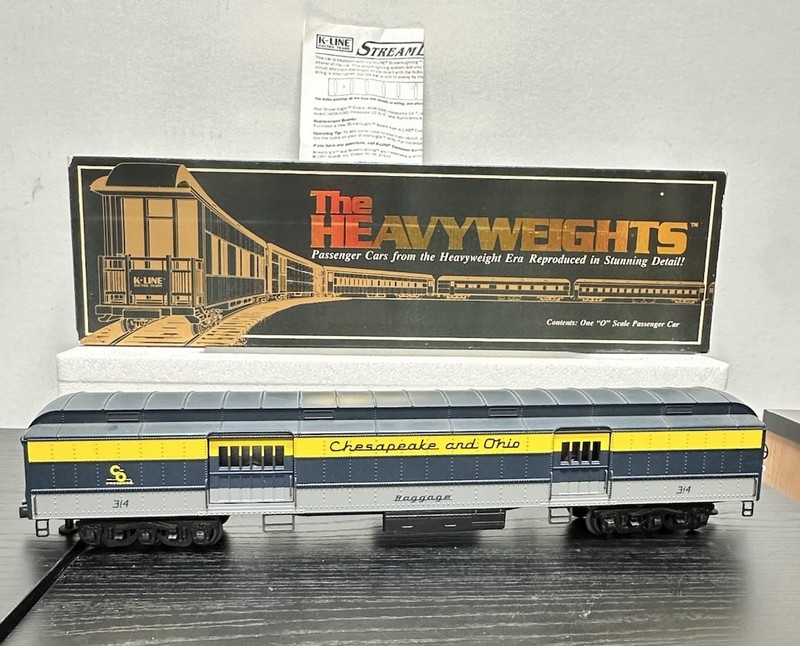 K-Line K4415-0314 Chesapeake & Ohio Heavyweight Baggage Car #314 O Gauge w Box