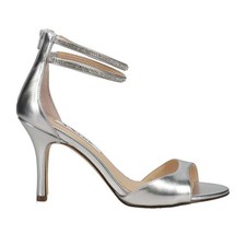 Nina Viktora Metallic Ankle Strap Womens Silver Dress Sandals VIKTORA-MY-043