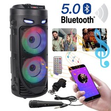 Bluetooth 5.0 Lautsprecher LED Subwoofer Boombox Musikbox Party LED mit Mikrofon