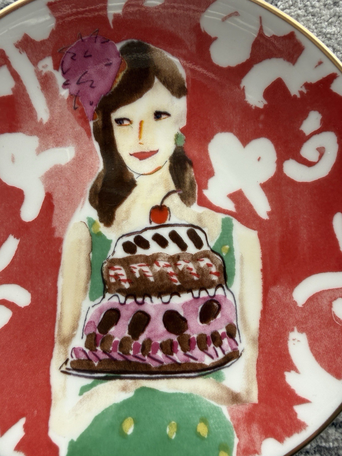 4 Lenox Kate Spade Just Desserts Tidbit Plates Set Cake Red Birthday Theme thumbnail 2