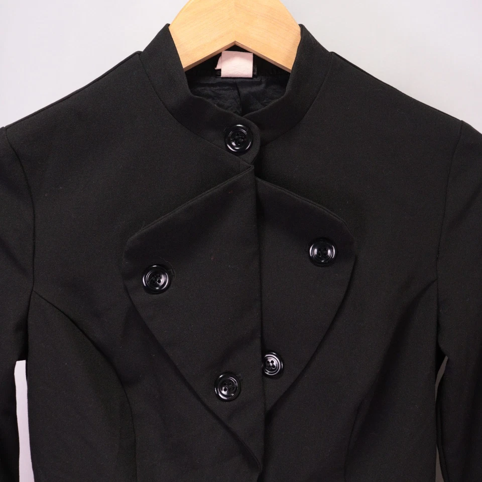 Chaqueta Blazer Frederick's Of Hollywood Negra Tapeta Asimétrica Talla 8 Hecha en EE. UU. Foto 4 de 4