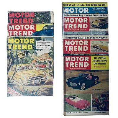 Lot of 7 Motor Trend Magazine 1952 January - March, May, July, October, December