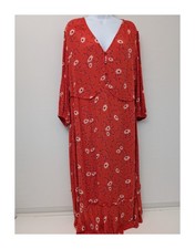 Principles Red Floral Maxi Dress 100 Percent Viscose Size 16 Womens Summer Wear