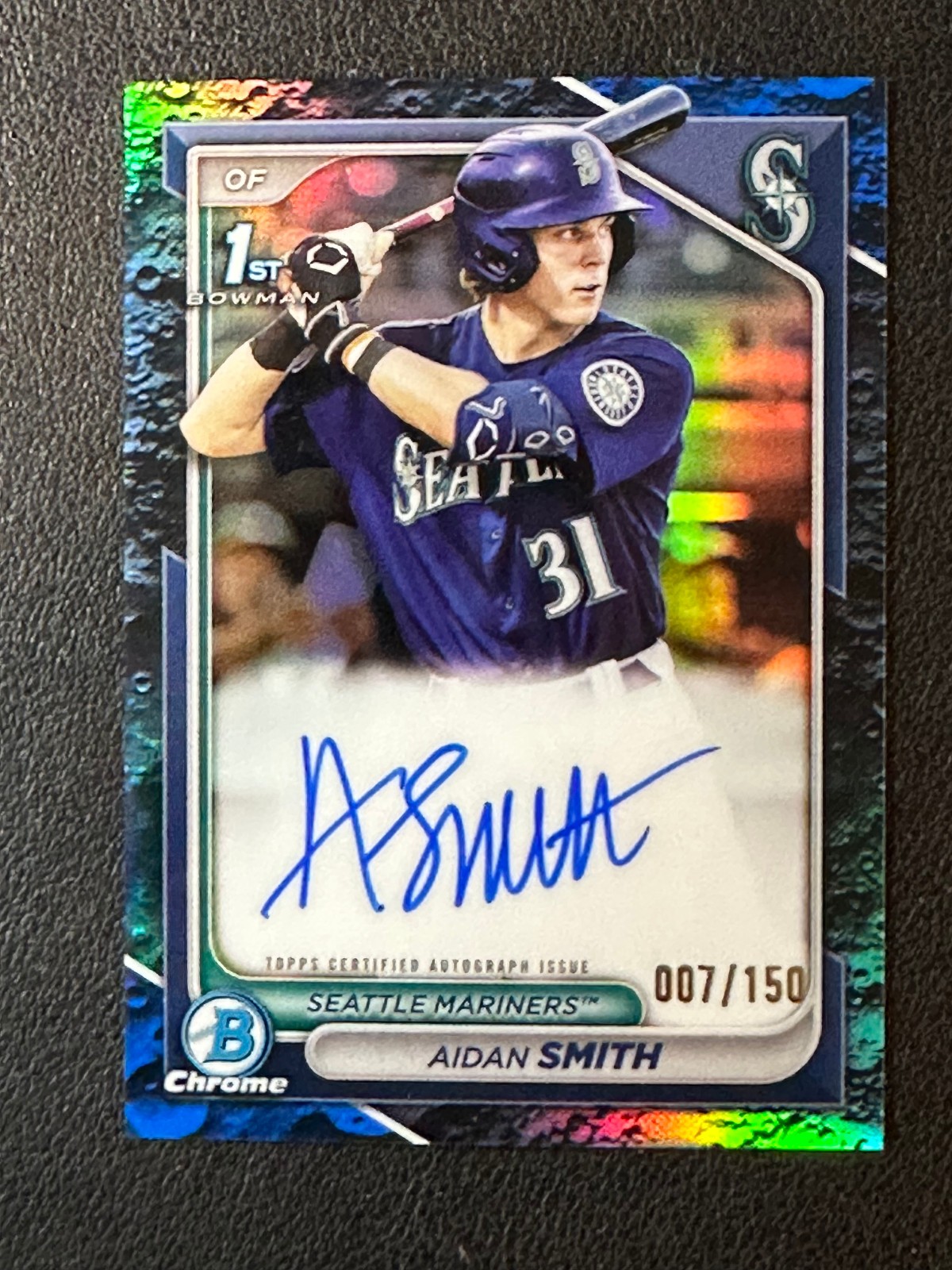 2024 Bowman Chrome Aidan Smith Auto Lunar Blue Refractor 1st /150