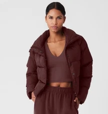 Alo Yoga Gold Rush puffer jacket cherry cola size small S EUC
