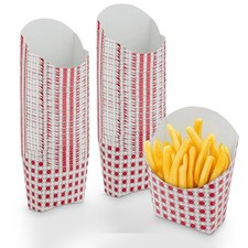 MT Products Red & White Disposable French Fries Holder Scoop 5 oz - Pack of 50