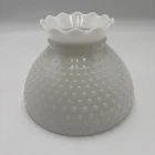 Vtg White Milk Glass Hobnail Lamp Shade Hurricane 8" Fitter