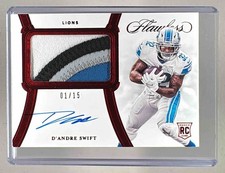 D'Andre Swift 2020 Panini Flawless #RPA-DAS Ruby Rookie Patch Auto RC 1/15