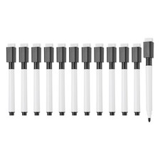 Whiteboard Pen, 0.5-1mm Fine Tip Dry Erase Black White Board Markers, 12 Pcs