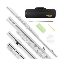 SONICAKE Closed Hole 16 Keys Flute, Silver-plated C Flutes for Beginner Stude...