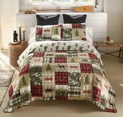 Donna Sharp Cedar Lodge Woodland Wildlife Lightweight Twin 2 PC Quilt Set