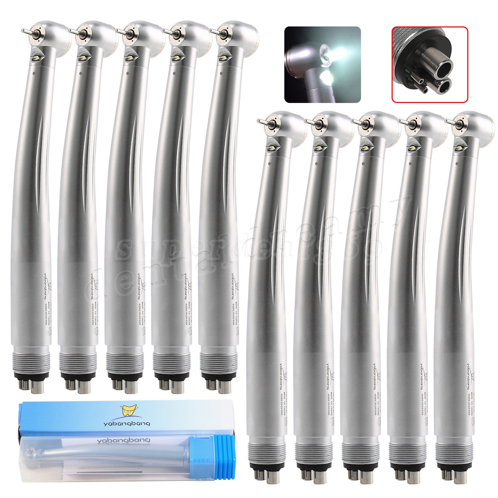 10pcs Dental LED E-generator Fiber Optic Turbine Handpiece Triple 4H Fit KAVO UK