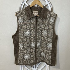 VINTAGE WOOLRICH xlarge FAIR ISLE SNOWFLAKE WOOL ZIP UP SWEATER VEST