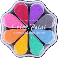 Petal Pads for Rubber Stamps Waterdrop Shaped Stamp Pads with 8 Assorted Colors
