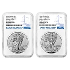 2pc Set - 2021 $1 1-oz Reverse Proof American Silver Eagle Designer NGC PF70 ER