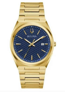 Bulova Mens Watch Gold Navy 97B233 Stainless Steel Quartz 50m