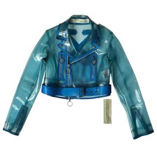 RARE 2019 off-white blue translucent pvc cropped biker jacket size 42