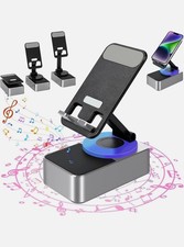 Cell Phone Stand with Wireless Bluetooth Speaker, LED, Anti-Slip Base HD Sound