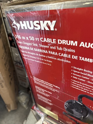 #ad Husky 5 16 in X 50 ft Cable Drum Machine Auger For Drain Cleaning 1012906603 $125.00