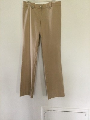 Tory Burch Trousers Pants Straight Womens Sz 8 Stretch Flat Front Pockets Beige