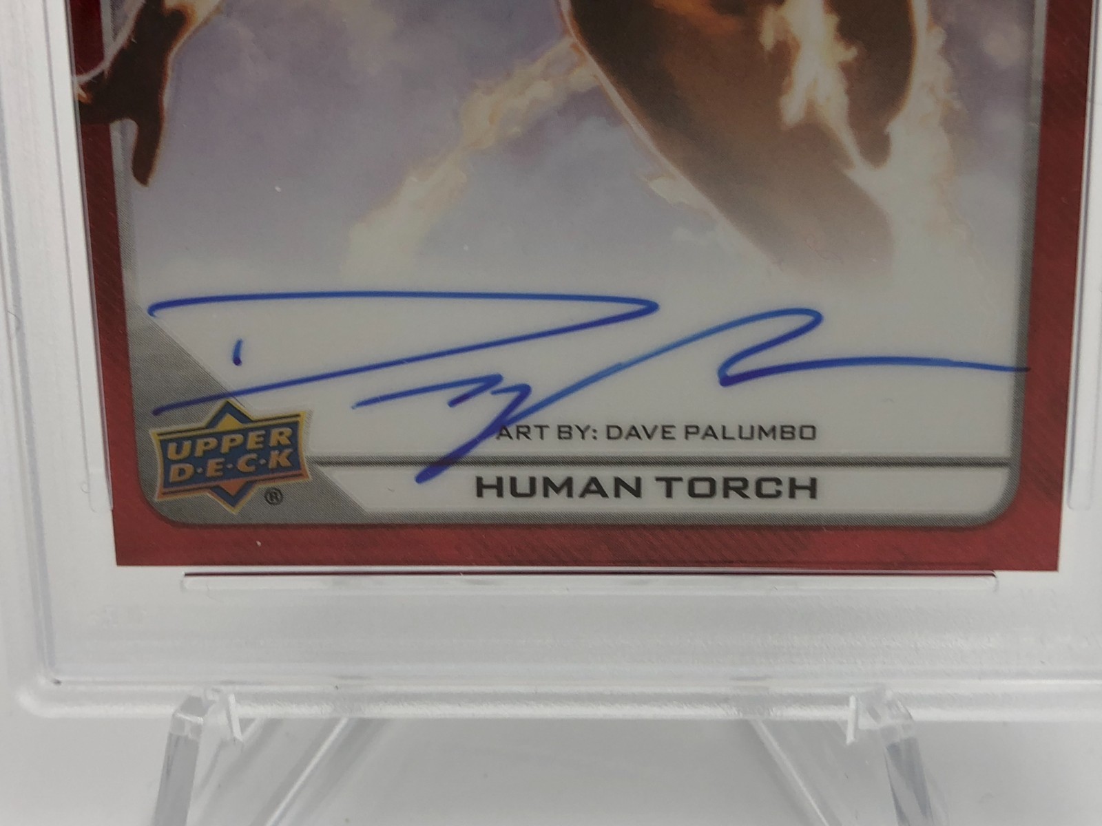 DAVID PALUMBO AUTO card 2023 MARVEL PLATINUM Art HUMAN TORCH Signed grade PSA 9 view 3