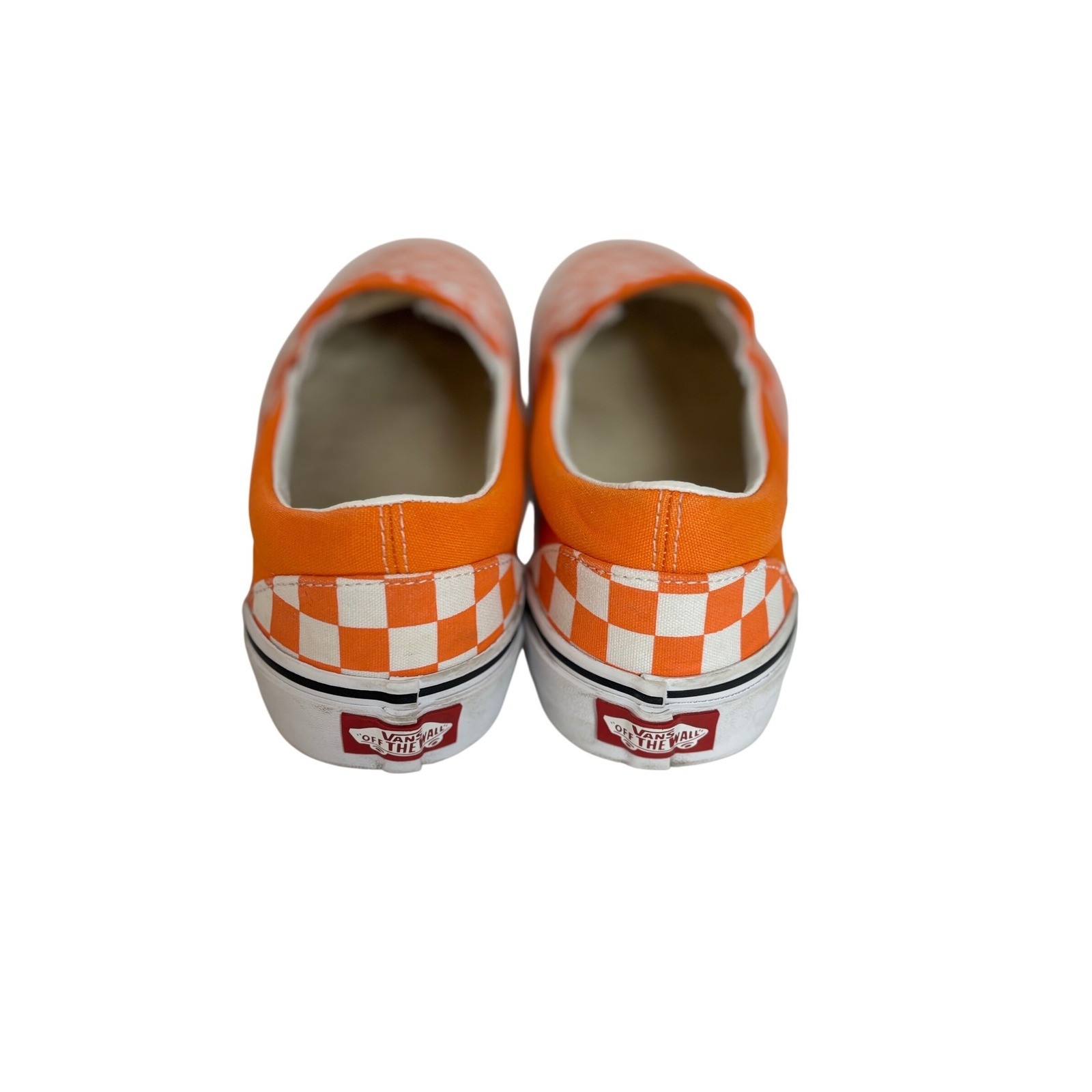 Vans Classic Slip-On Orange White Checkerboard Canvas Sneakers Mens 7.5 Womens 9 thumbnail 5
