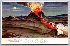 Volcano Mauna Loa Hawaiian Islands 1917 Island Curio Co Honolulu Postcard