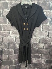 Rhapsody Short Black Short Sleeve Cowl Neck SWEATER DRESS! Size XL NWT!   [RR33]