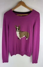 Joules Women’s Pink / Purple Corgi Dog Pullover Jumper - UK Size 12