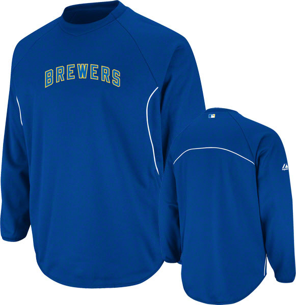 NEW MAJESTIC MILWAUKEE BREWERS THERMA BASE TECH FLEECE PULLOVER $60 MEDIUM M MD for sale online
