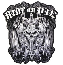RIDE OR DIE SKULLS MOTORCYCLE PATCH P5180 dagger new novelty iron on heat sewon