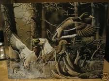 Tin Sign-Ducks Unlimited-3 Mallard Ducks Flying Off