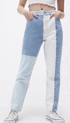 PACSUN ECO Hopper Patch Mom Jeans Colorblock Light Blue High Rise size 23 |  eBay